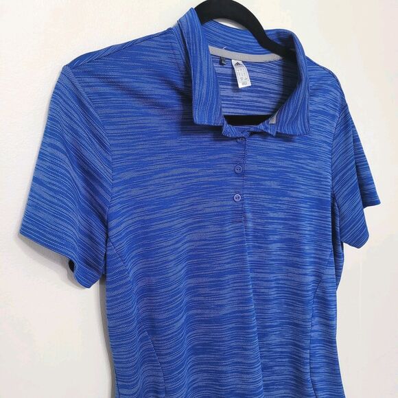 Adidas Golf Polo Shirt Women's Medium Blue Heathered Stretch Athletic - Picture 1 of 6